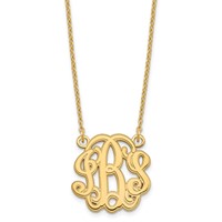 Sterling Silver Gold-plated Etched Monogram Necklace view 1