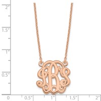 Sterling Silver Rose-plated Etched Monogram Necklace view 2