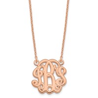 Sterling Silver Rose-plated Etched Monogram Necklace view 1