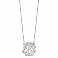 Sterling Silver Rhodium-plated Etched Monogram Necklace view 2