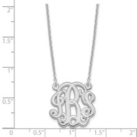 Sterling Silver Rhodium-plated Etched Monogram Necklace view 3