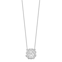 14K White Gold Etched Monogram Necklace view 2