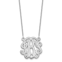 10K White Gold Etched Monogram Necklace view 1