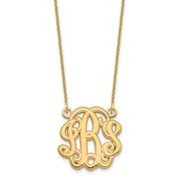14K Yellow Gold Etched Monogram Necklace view 1