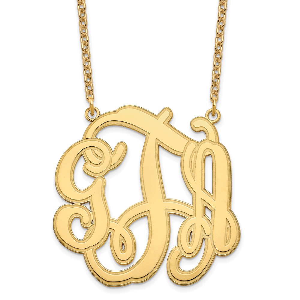 Sterling Silver/Gold-plated Circular Etched Monogram Necklace