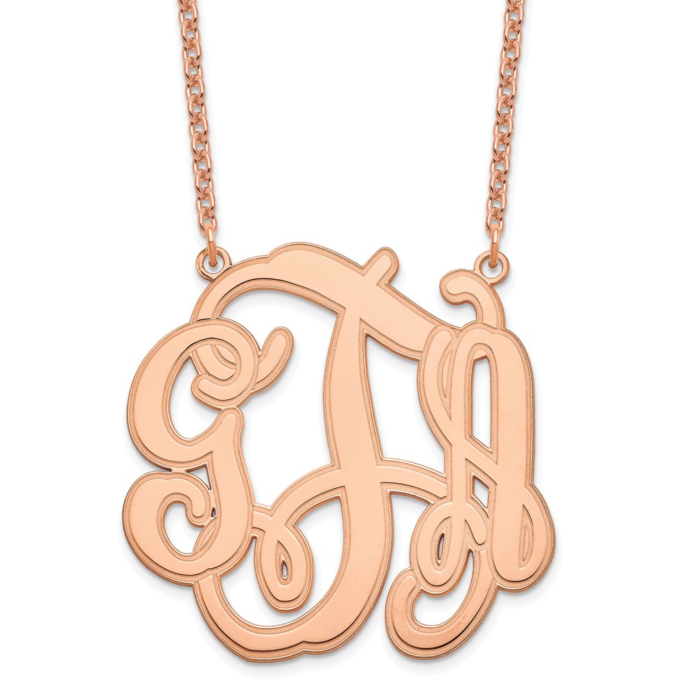 Sterling Silver/Rose-plated Circular Etched Monogram Necklace