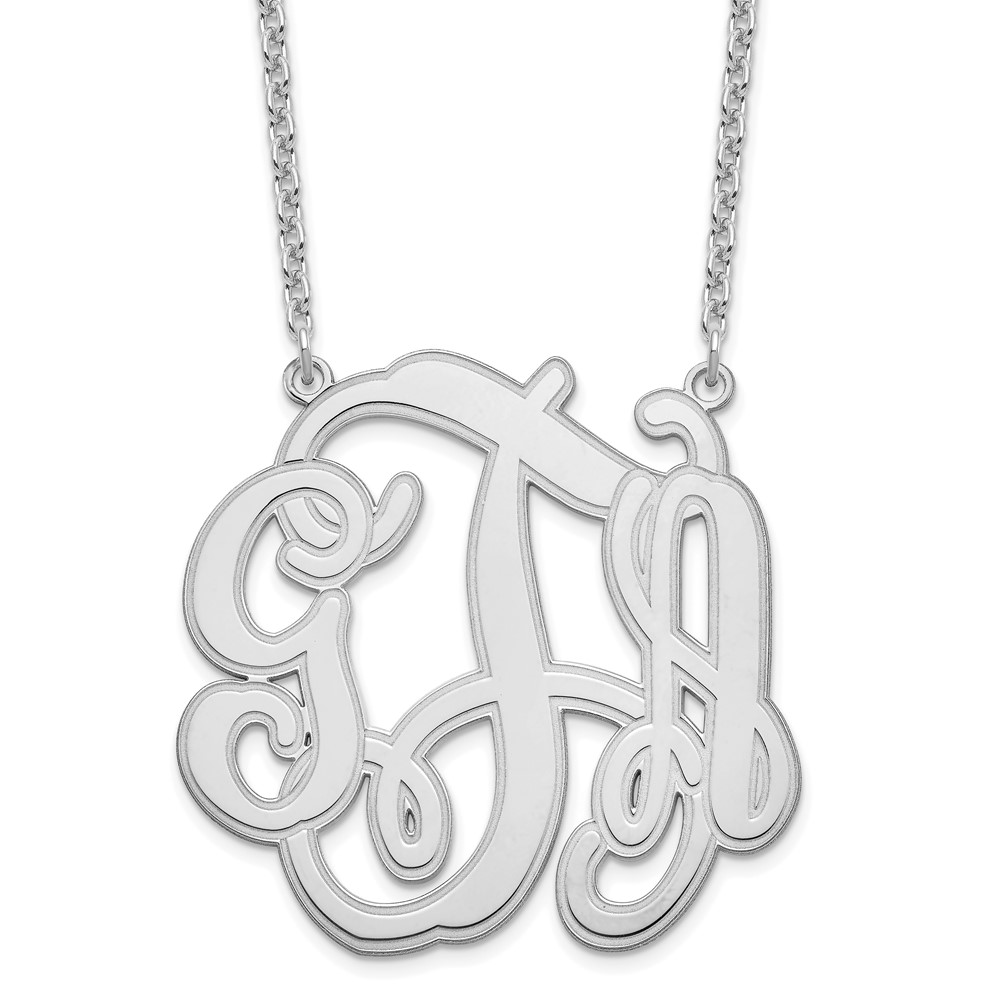 Sterling Silver/Rhodium-plated Circular Etched Monogram Necklace