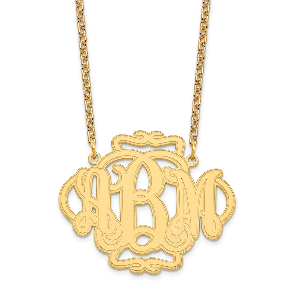 Sterling Silver/Gold-plated Scroll Monogram Necklace