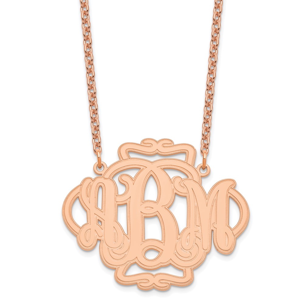 Sterling Silver/Rose-plated Scroll Monogram Necklace