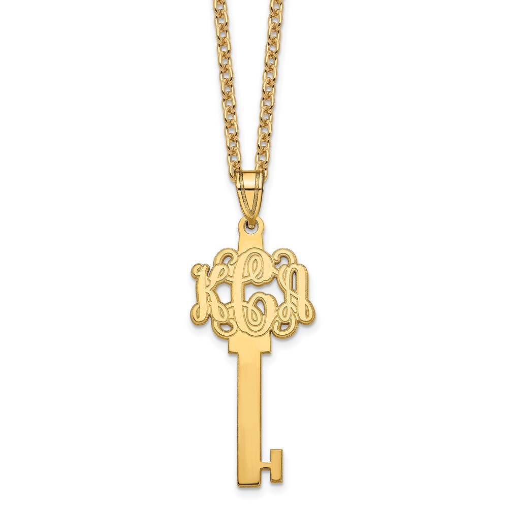 Sterling Silver/Gold-plated Polished Monogram Key Necklace