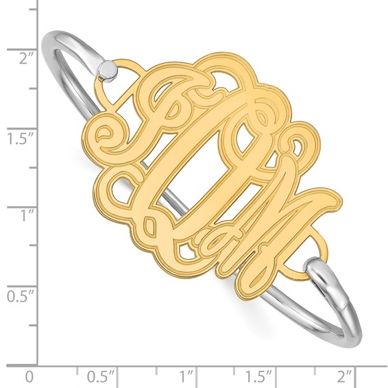 Etched Outline Monogram Plate with Sterling Bangle