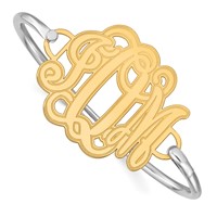 SS Gold-plated Etched Monogram with Sterling Silver Bangle view 1