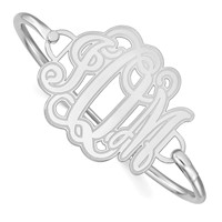 14K White Gold Etched Monogram with Sterling Silver Bangle view 1