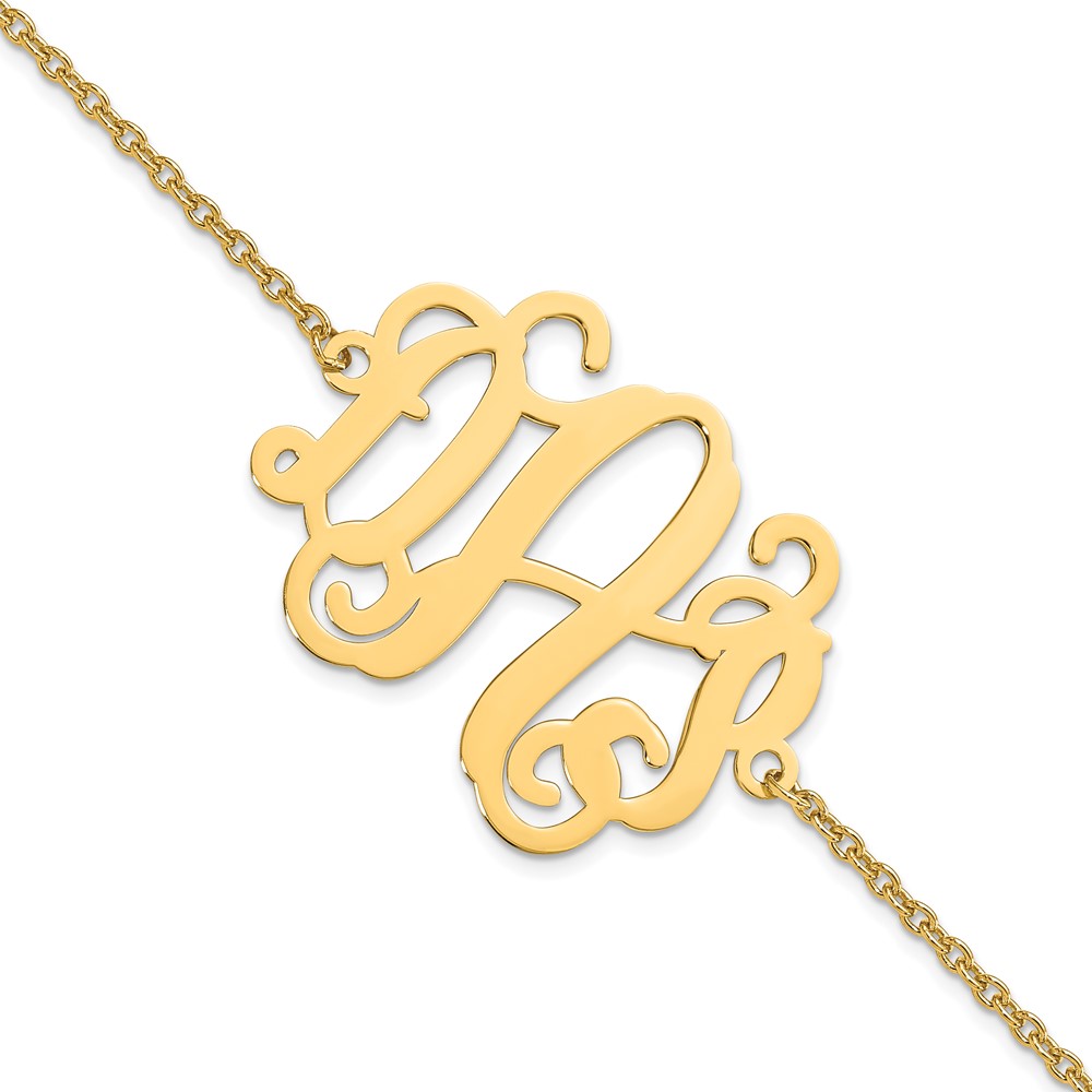 Sterling Silver/Gold-plated Polished Monogram Chain Bracelet