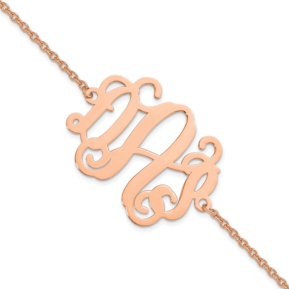 Sterling Silver/Rose-plated Polished Monogram Chain Bracelet