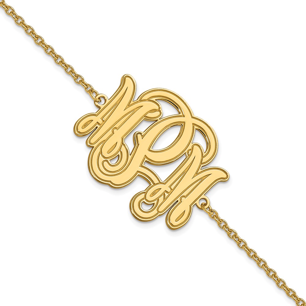 Sterling Silver/Gold-plated Etched Outline Monogram Bracelet