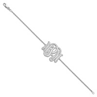 Sterling Silver Rhodium-plated Etched Monogram Bracelet view 2