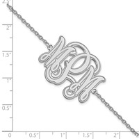 Sterling Silver Rhodium-plated Etched Monogram Bracelet view 3