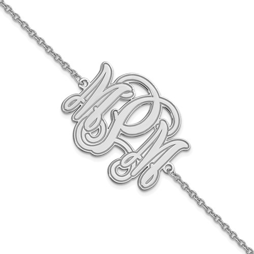 Sterling Silver Rhodium-plated Etched Monogram Bracelet