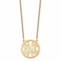 Sterling Silver Gold-plated Round Monogram Necklace view 2