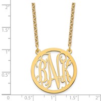Sterling Silver Gold-plated Round Monogram Necklace view 3