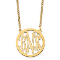 Sterling Silver Gold-plated Round Monogram Necklace view 1