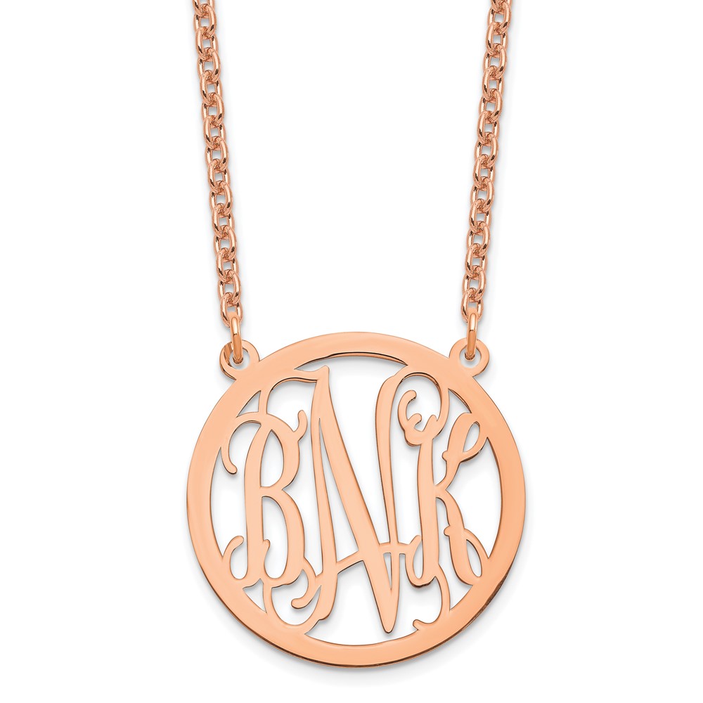 Sterling Silver/ Rose-plated Small Circle Monogram Necklace