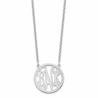 Sterling Silver Rhodium-plated Round Monogram Necklace view 2