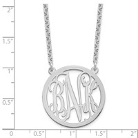 Sterling Silver Rhodium-plated Round Monogram Necklace view 3