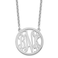 Sterling Silver Rhodium-plated Round Monogram Necklace view 1