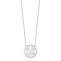 14K White Gold Round Monogram Necklace view 2