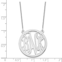 14K White Gold Round Monogram Necklace view 3