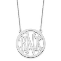 14K White Gold Round Monogram Necklace view 1