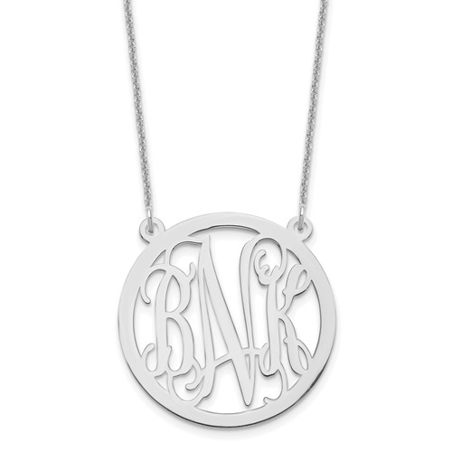 10K White Gold Round Monogram Necklace