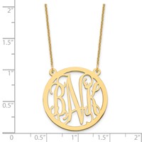 14K Yellow Gold Round Monogram Necklace view 3