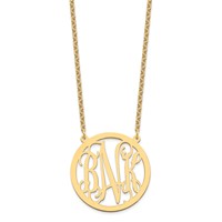 Sterling Silver Gold-plated Large Round Monogram Pendant view 2