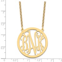 Sterling Silver Gold-plated Large Round Monogram Pendant view 3