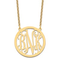 Sterling Silver Gold-plated Large Round Monogram Pendant view 1