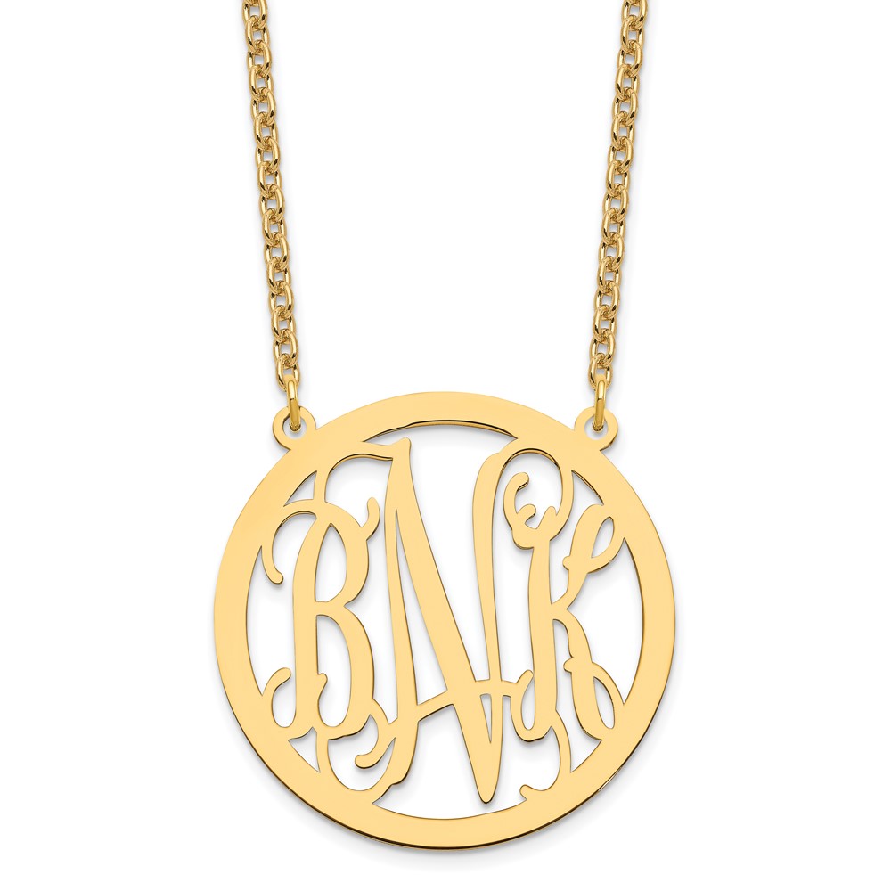 Sterling Silver/Gold-plated Large Circle Monogram Necklace
