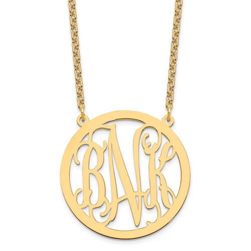 Sterling Silver Gold-plated Large Round Monogram Pendant