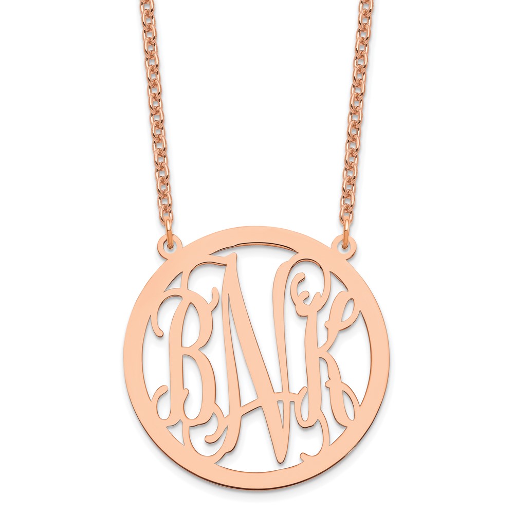 Sterling Silver/Rose-plated Large Circle Monogram Necklace