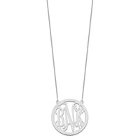 14K White Gold Large Round Monogram Necklace view 2