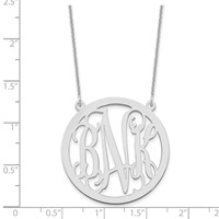 14K White Gold Large Round Monogram Necklace view 3