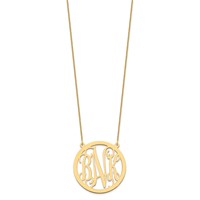 14K Yellow Gold Large Round Monogram Necklace view 2