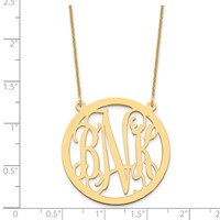14K Yellow Gold Large Round Monogram Necklace view 3