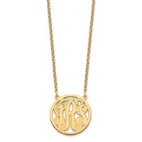 Sterling Silver Gold-plated Etched Round Monogram Necklace view 2