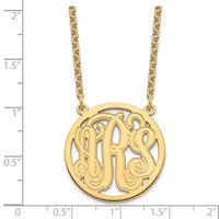 Sterling Silver Gold-plated Etched Round Monogram Necklace view 3