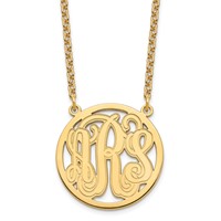 Sterling Silver Gold-plated Etched Round Monogram Necklace view 1