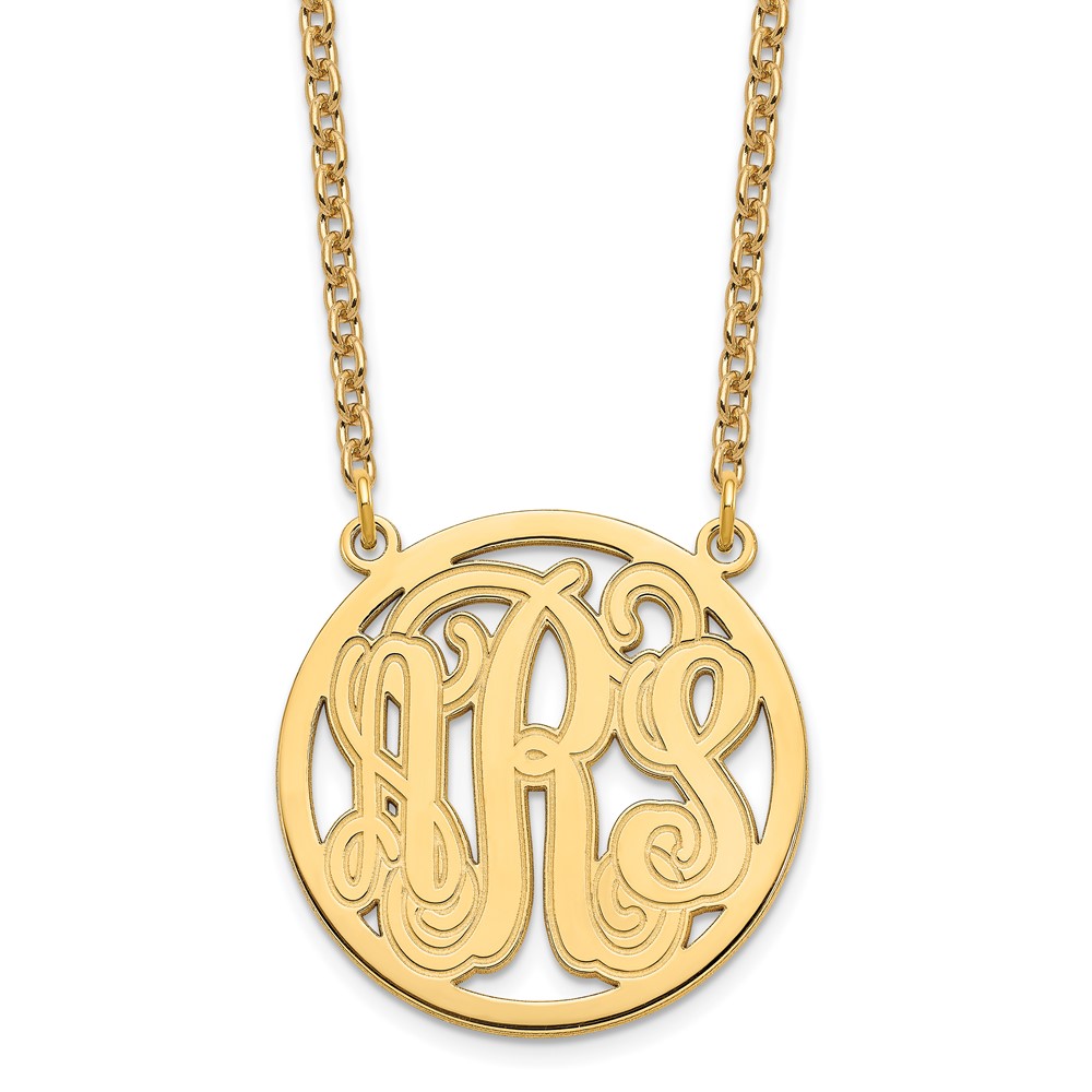 Sterling Silver/Gold-plated Small Etched Monogram Circle Necklace