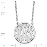 Sterling Silver Rhodium-plated Etched Round Monogram Necklace view 3